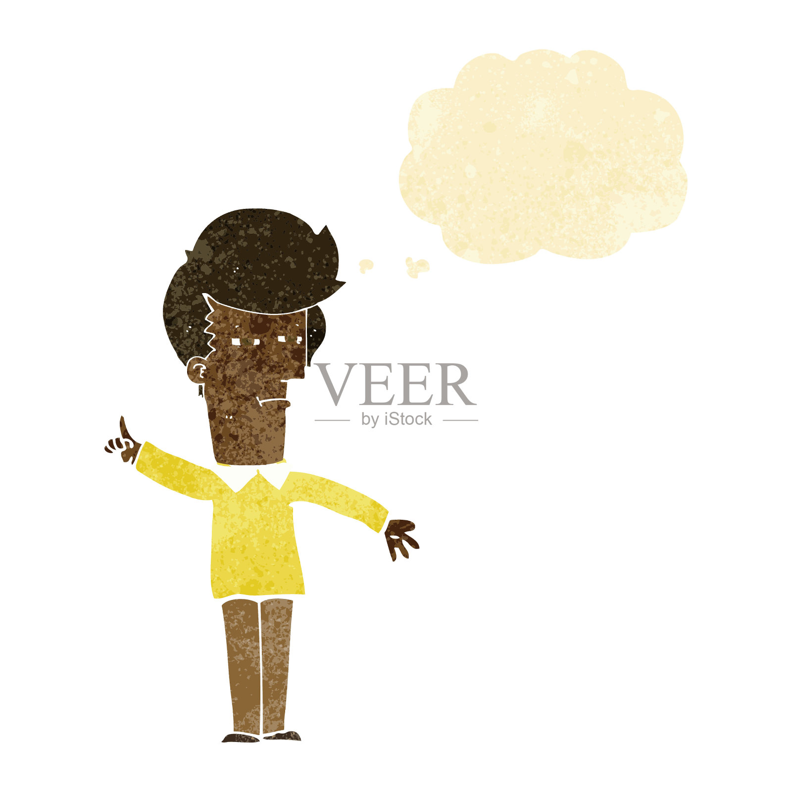 思考的卡通男人和气泡框插画图片素材