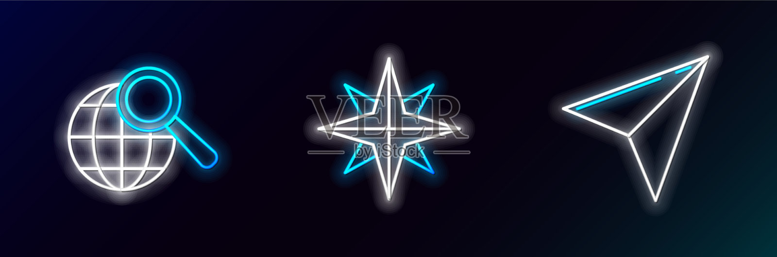 设置行纸飞机放大镜用图标素材