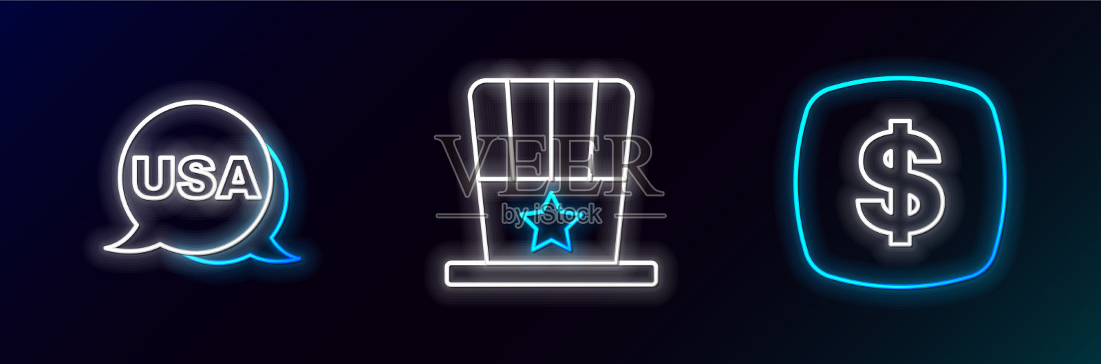 设线美元符号美国独立日和图标素材