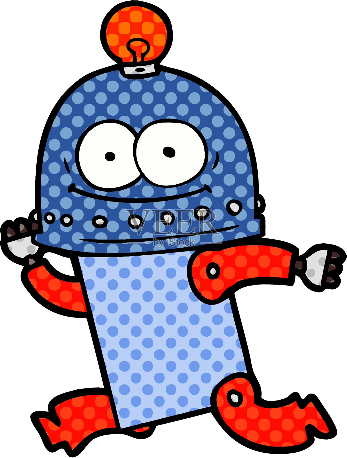 带灯泡的快乐纸箱机器人设计元素图片