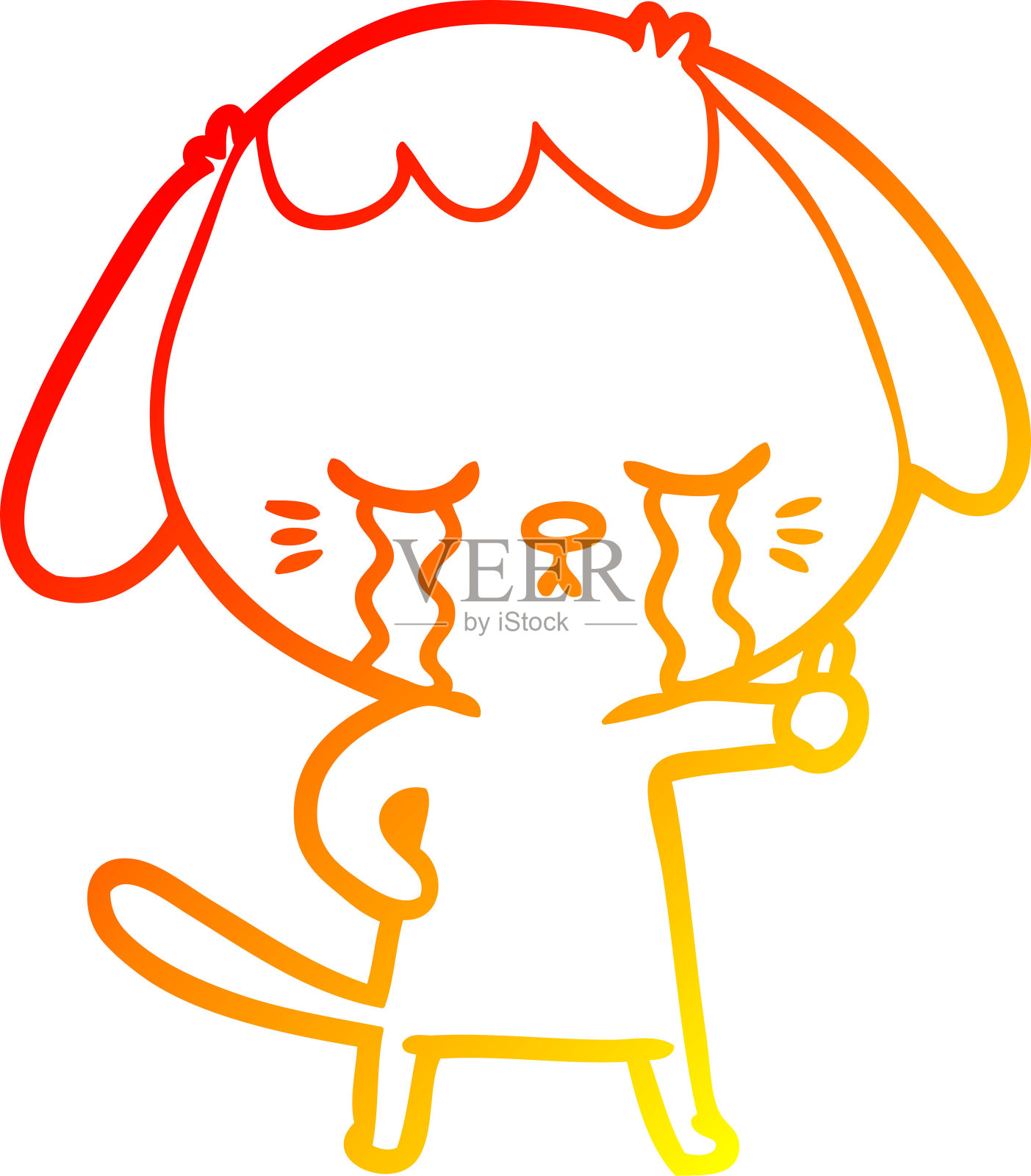 温暖的梯度线绘制的卡通狗设计元素图片