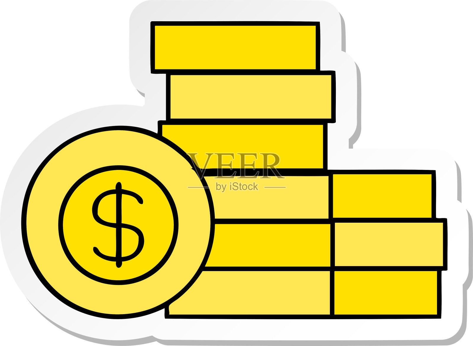 一堆可爱的卡通钞票贴纸插画图片素材