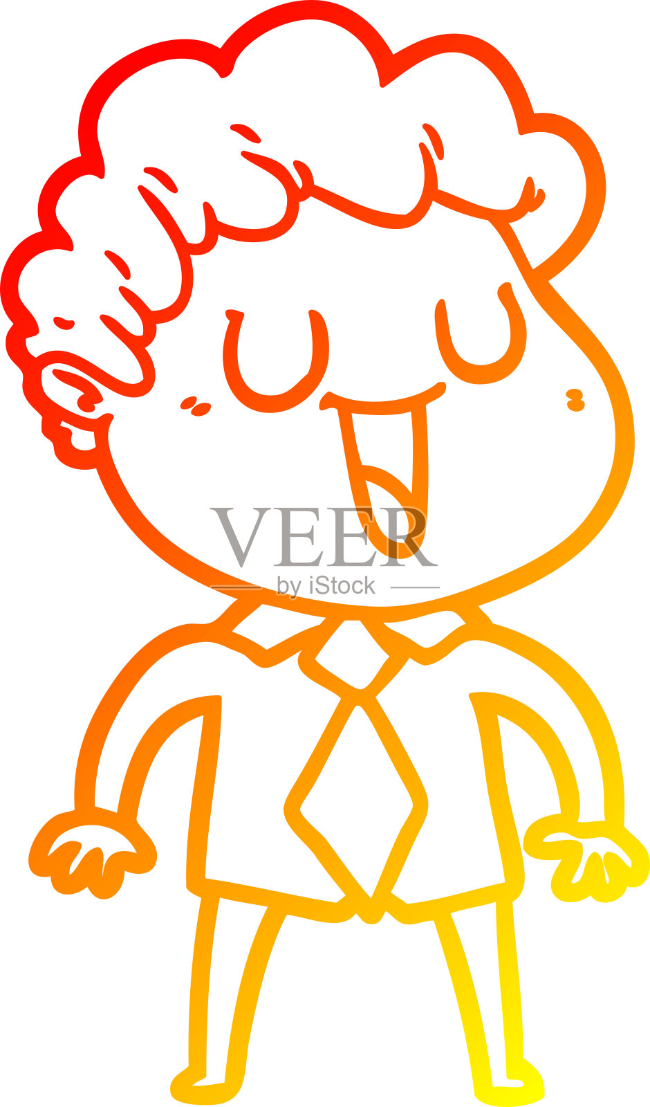 欢笑卡通男人的暖色渐变线条画设计元素图片