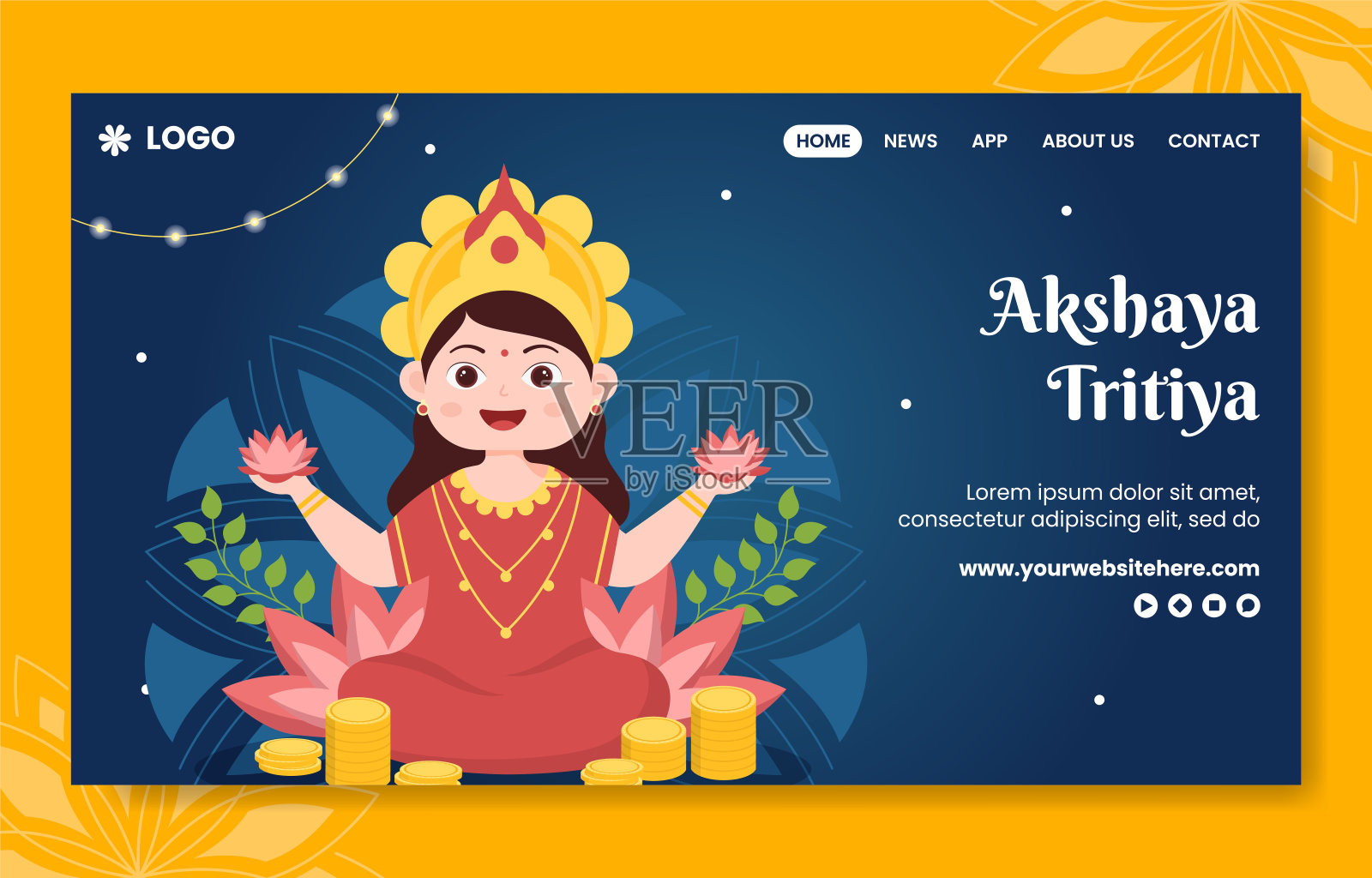 Akshaya Tritiya节日社交媒体登陆页手绘模板背景插图插画图片素材