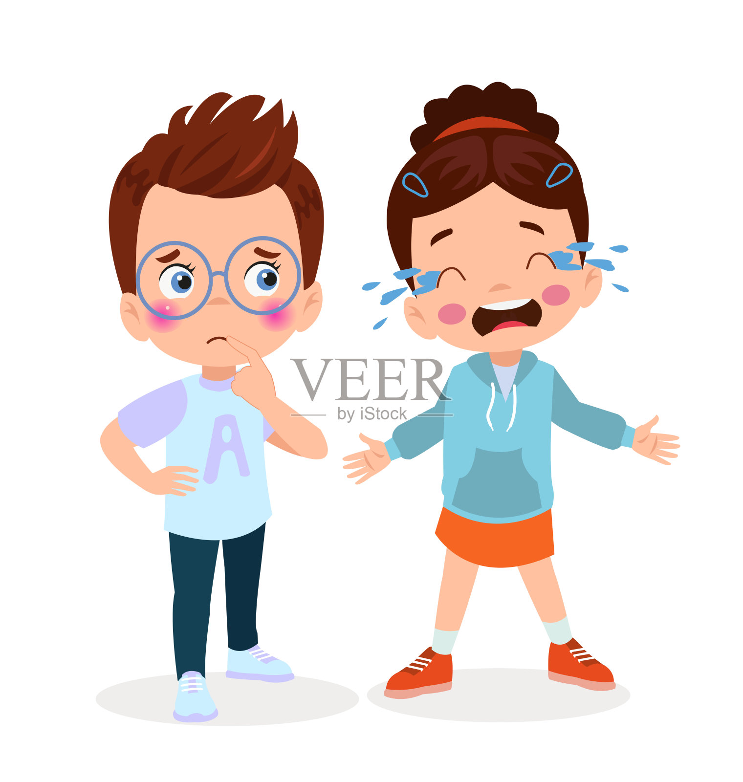 可爱的小男孩悄悄告诉朋友秘密插画图片素材