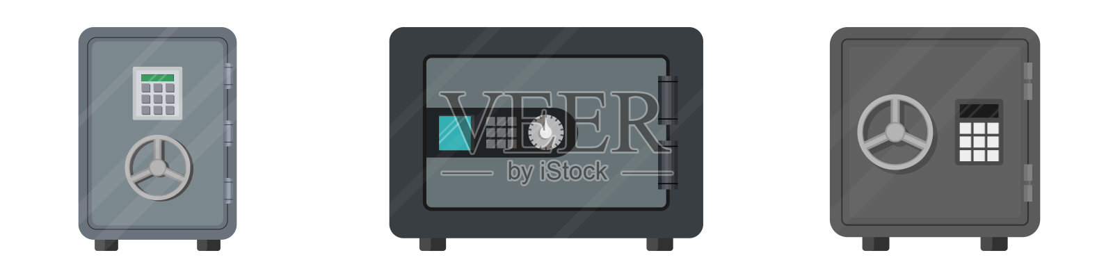 安全保险箱设置。银行金属保险箱。保险箱有密码。资金安全。节约的概念插画图片素材