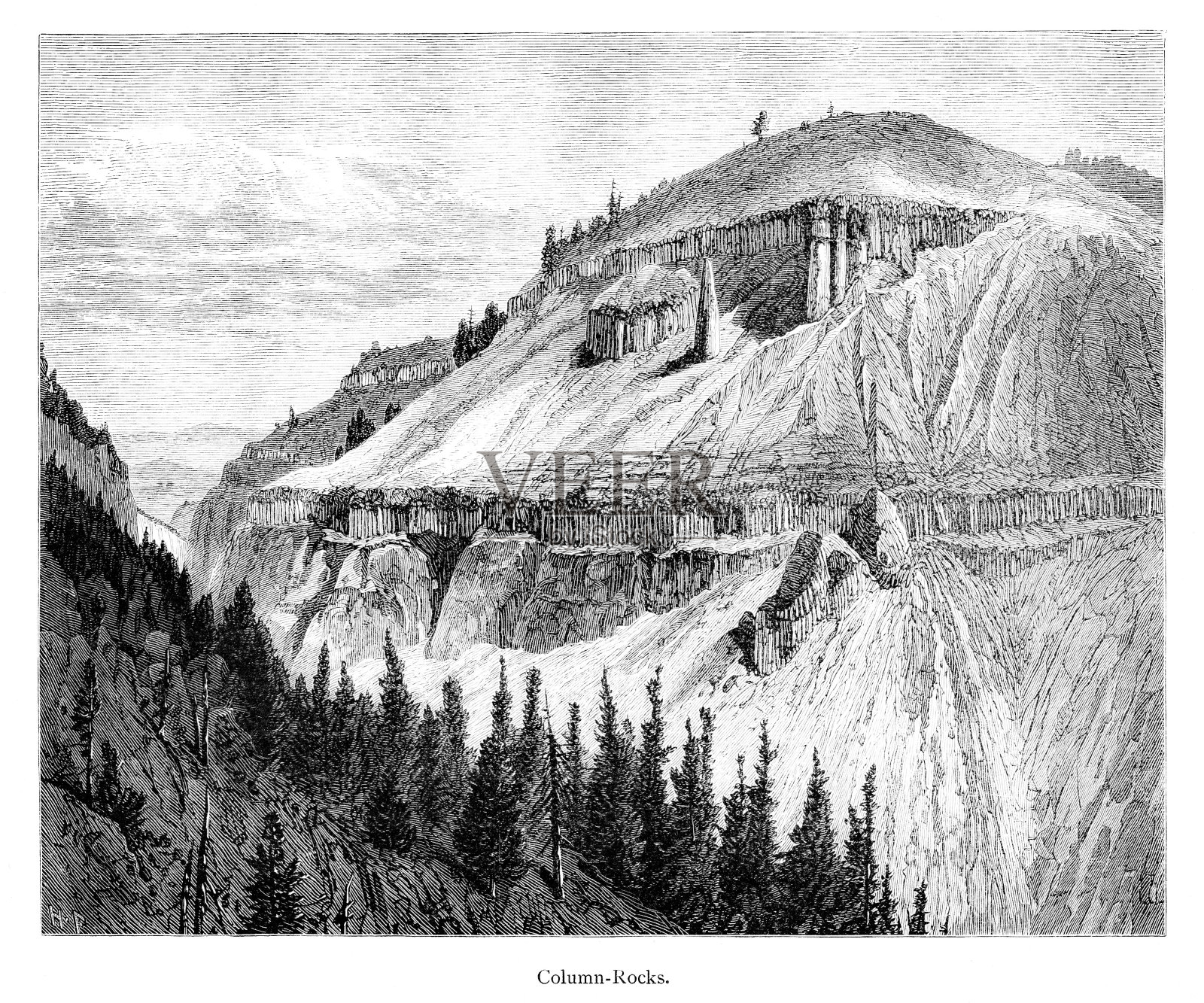 石柱，黄石国家公园，怀俄明州，蒙大拿州和爱达荷州，美国，地理插画图片素材