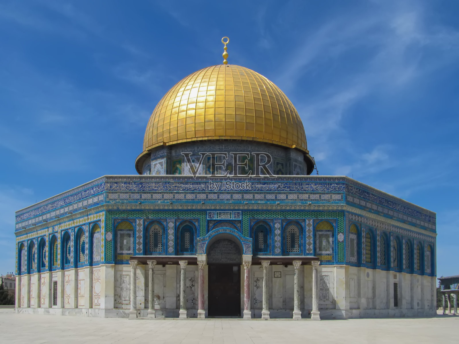 耶路撒冷老城圣殿山上的奥马尔清真寺照片摄影图片