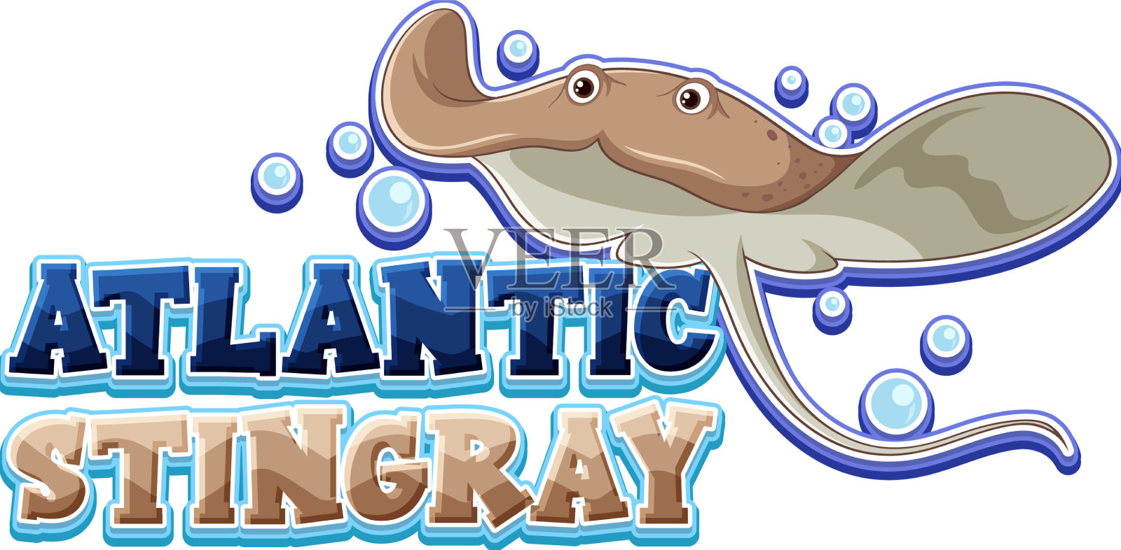 大西洋黄貂鱼标志与纸箱字符设计元素图片