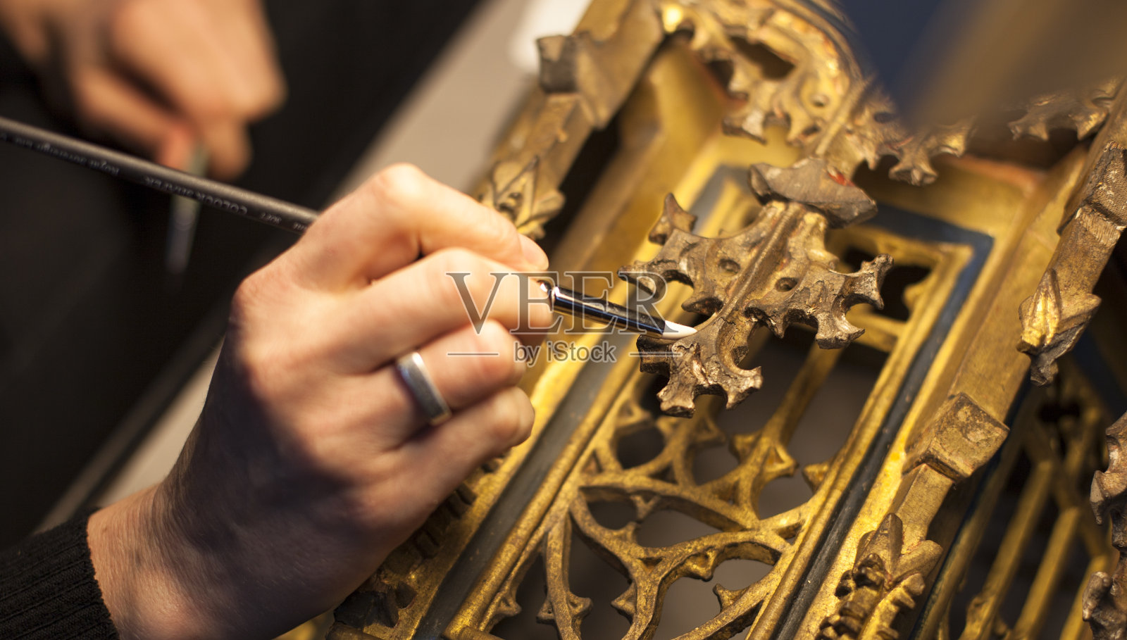 壁画的修复照片摄影图片