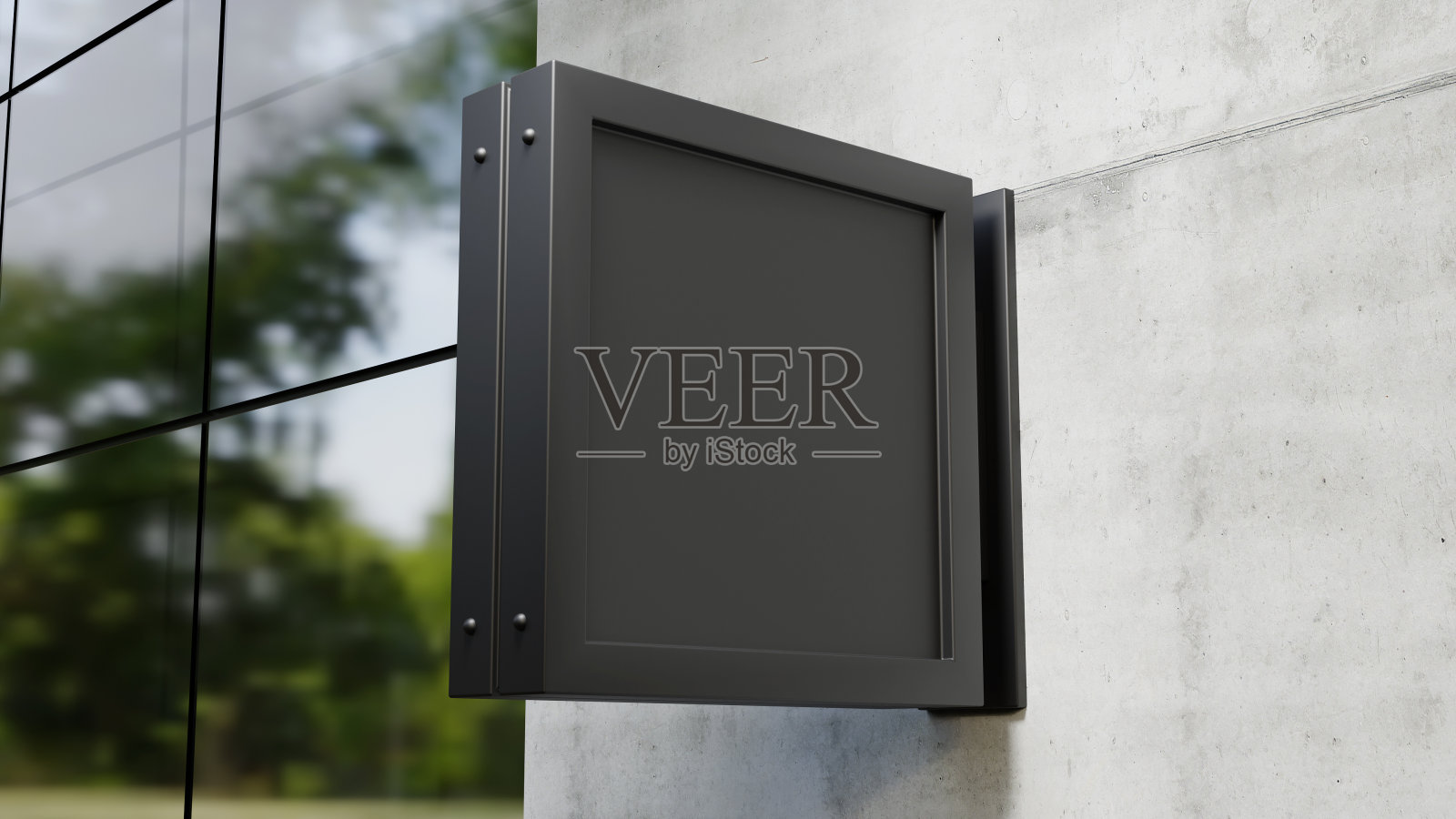 模拟墙上的招牌，招牌的三维插图。照片摄影图片