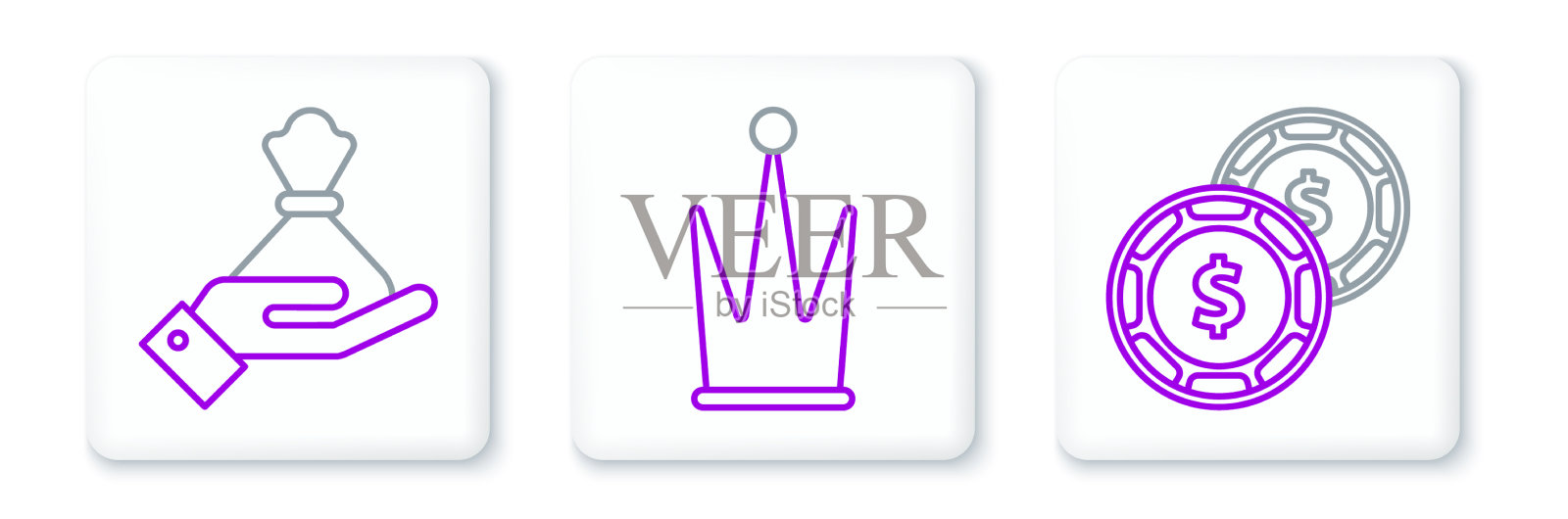 集行赌场筹码与美元牵手图标素材