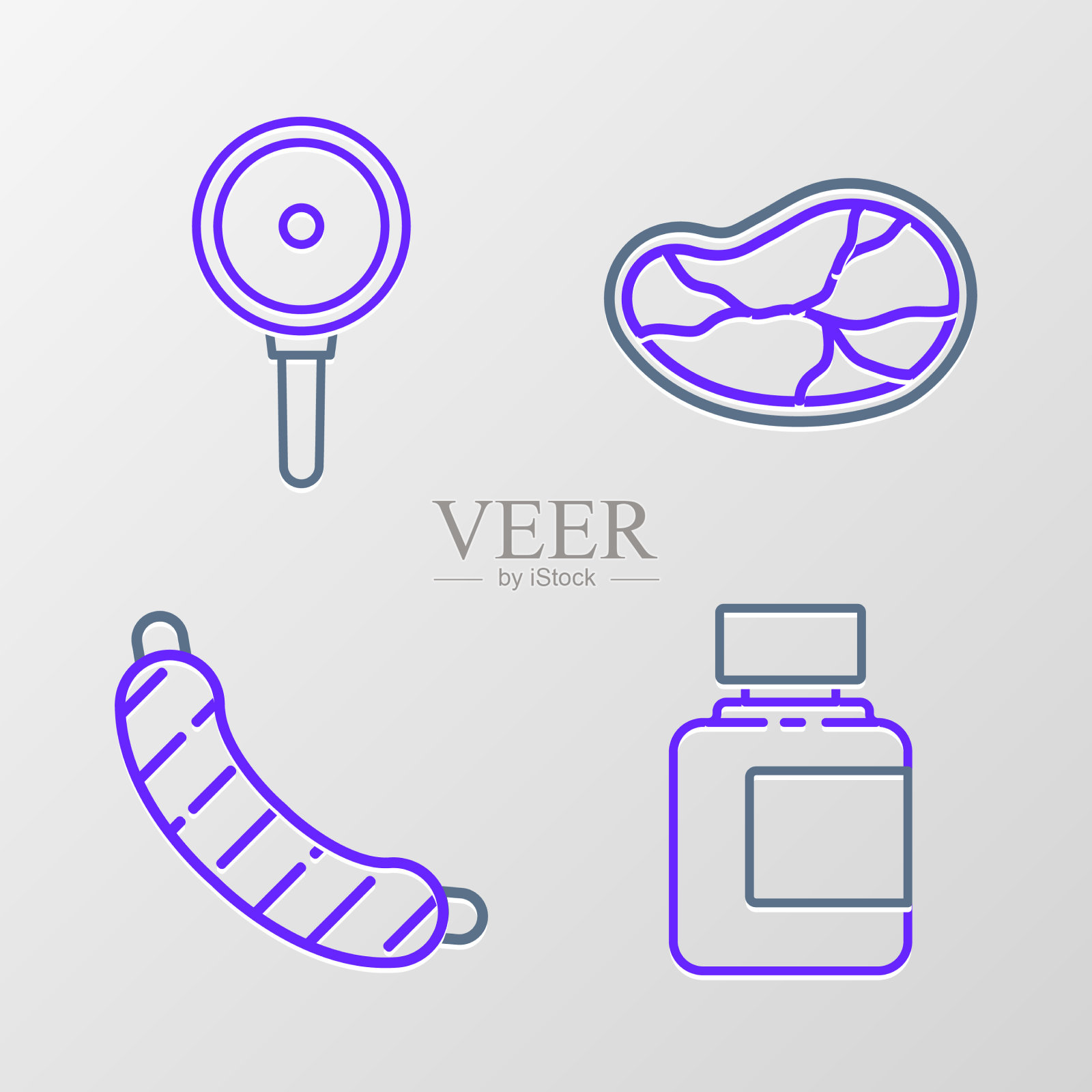 套线酱瓶香肠牛排肉和图标素材