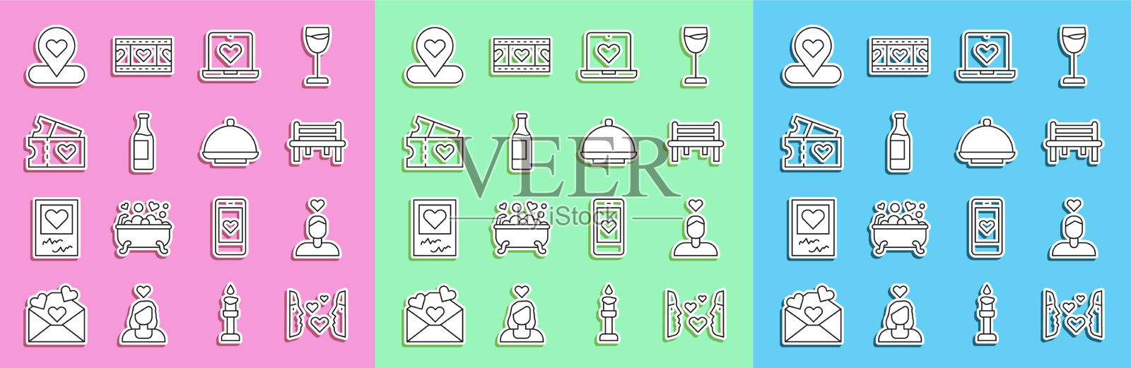 集行一见钟情的情侣于一体图标素材