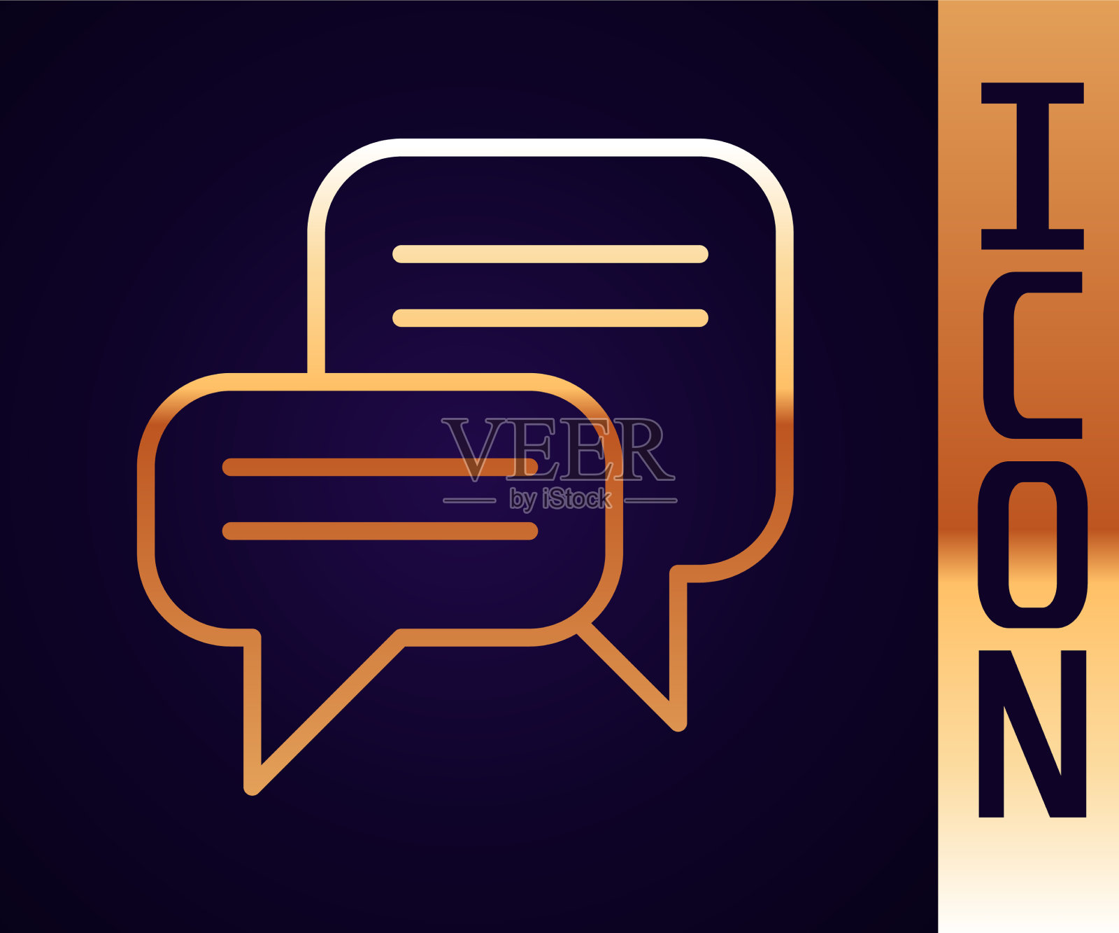 金线语音泡泡聊天图标隔离上插画图片素材