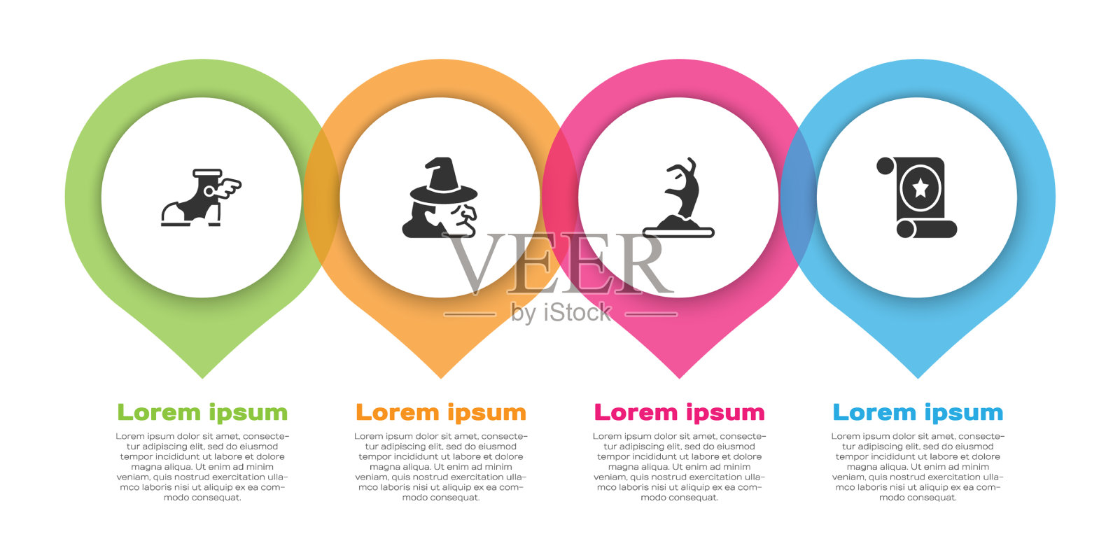 设定赫尔墨斯凉鞋女巫僵尸手和魔法图标素材