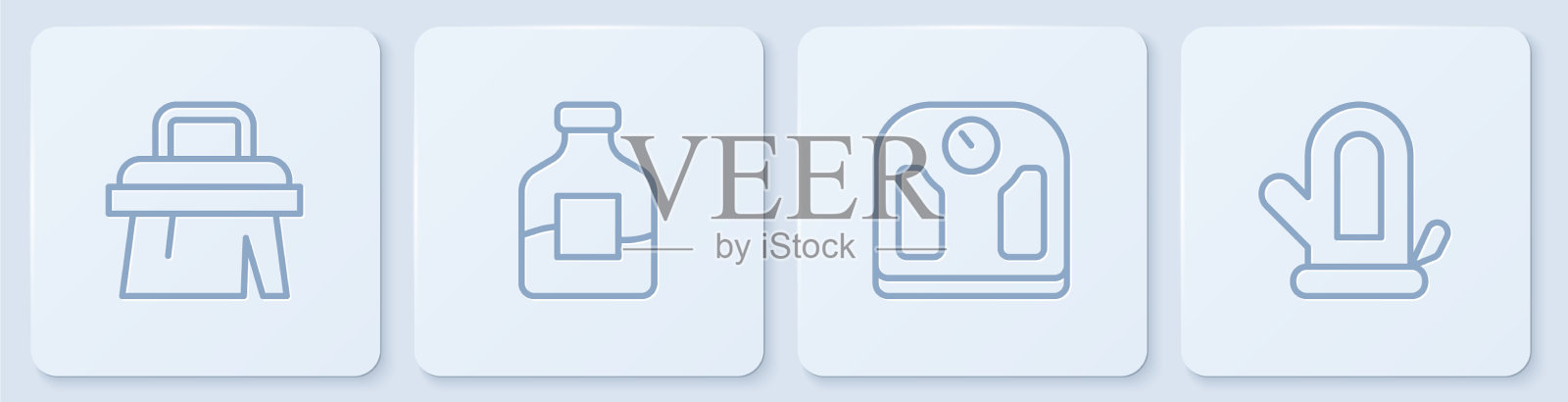 集线桑拿刷浴室秤瓶图标素材