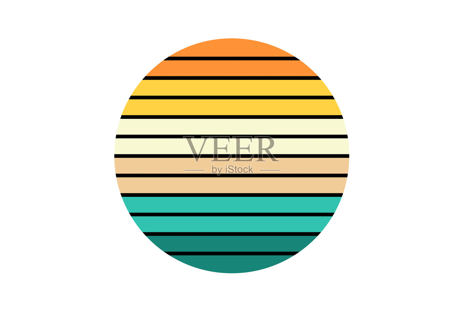 复古日出圈条纹形状几何抽象插画图片素材