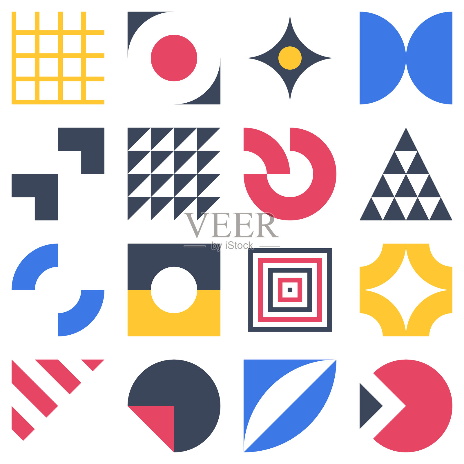 抽象的包豪斯元素在现代几何风格的形状插画图片素材