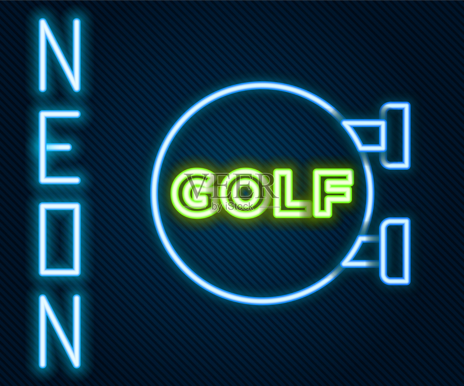 发光的霓虹灯线高尔夫运动俱乐部图标孤立上插画图片素材