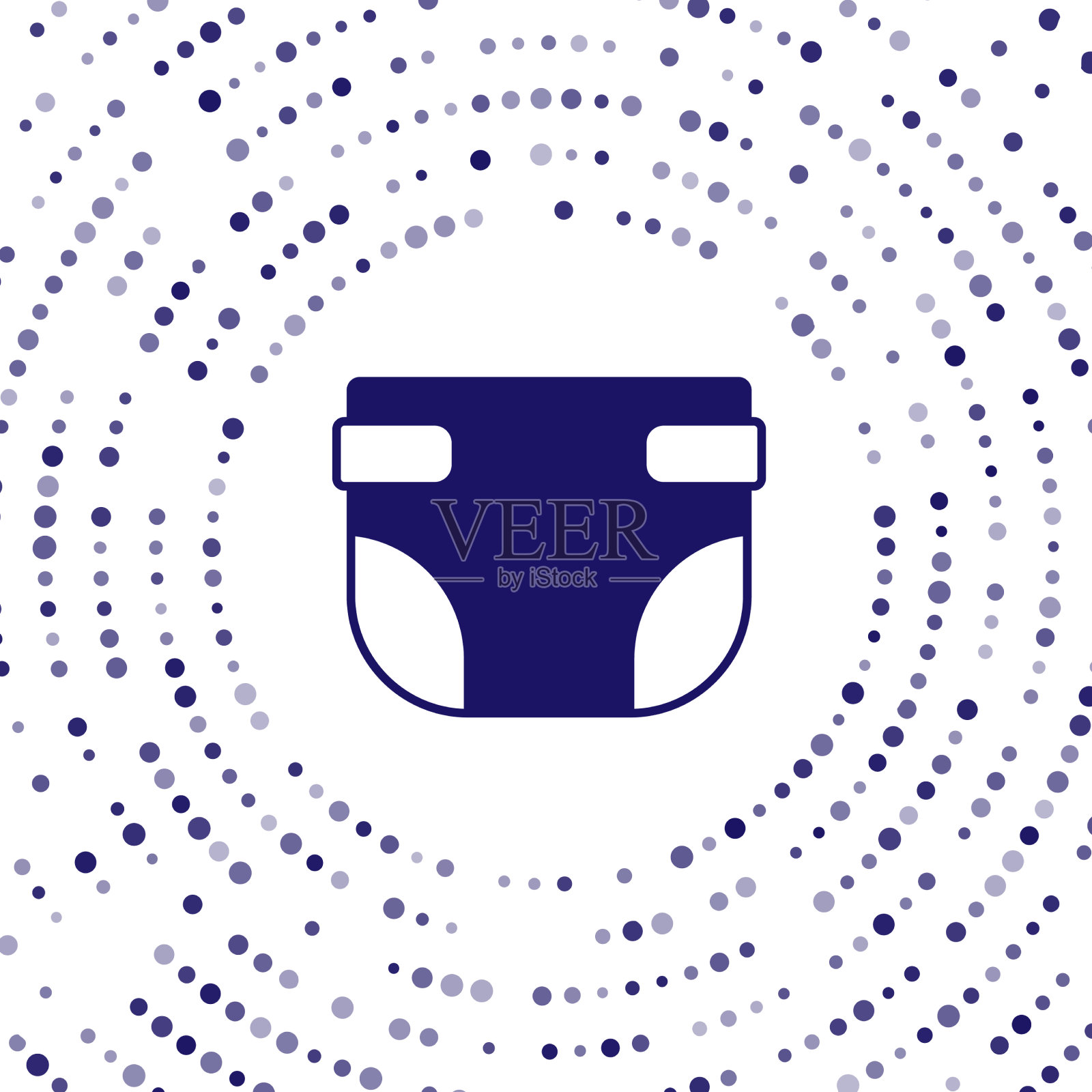 蓝色婴儿吸水性纸尿裤图标隔离在白色上插画图片素材