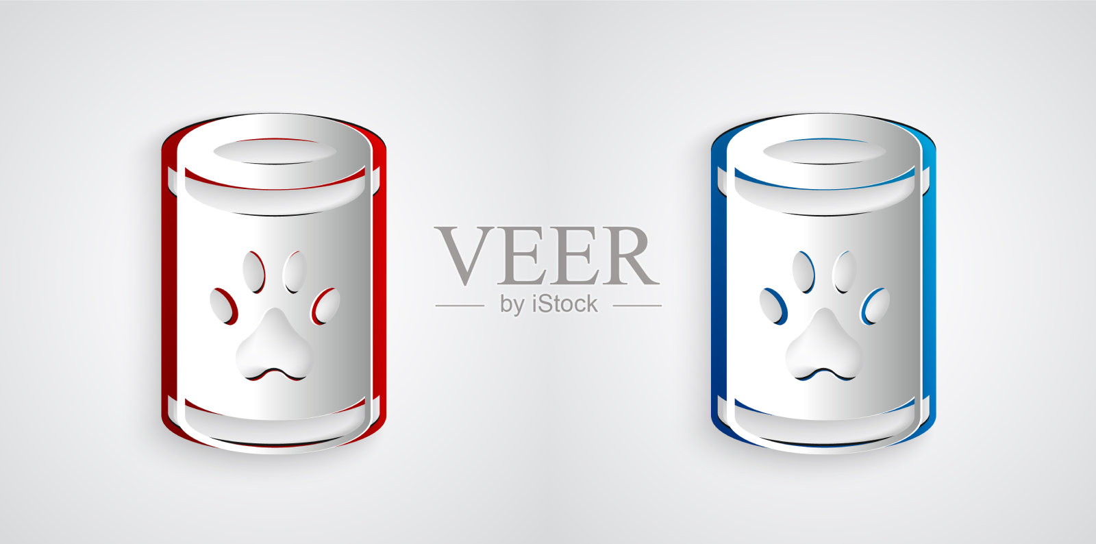 剪纸罐头食品图标孤立在灰色插画图片素材