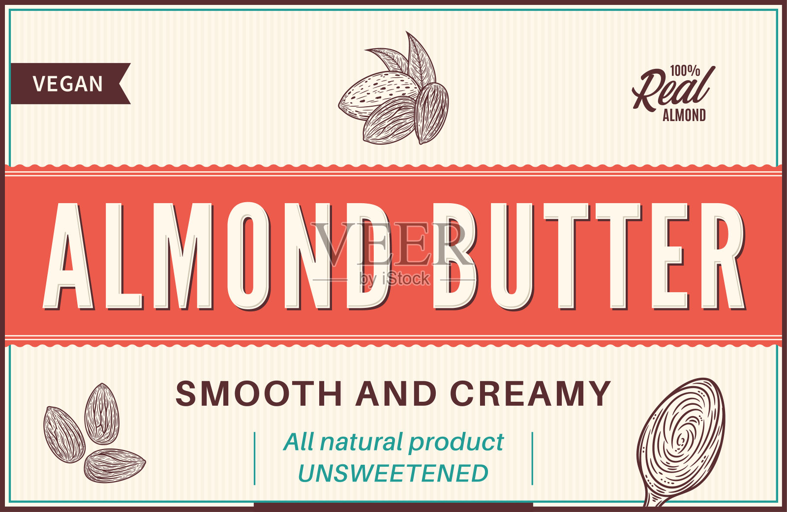 杏仁黄油标签和包装设计模板插画图片素材