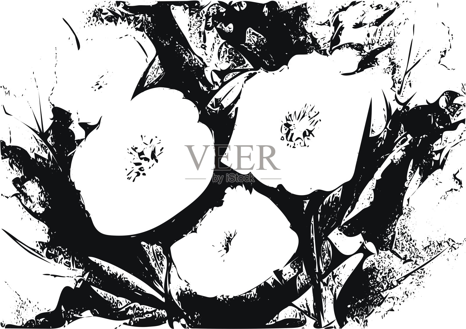 风格鲜明的黑白矢量插图。插画图片素材