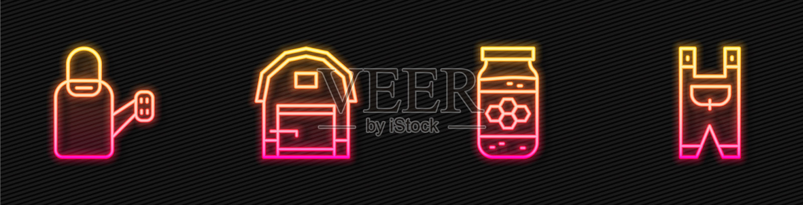 套线瓶蜂蜜浇水可以农场房子图标素材