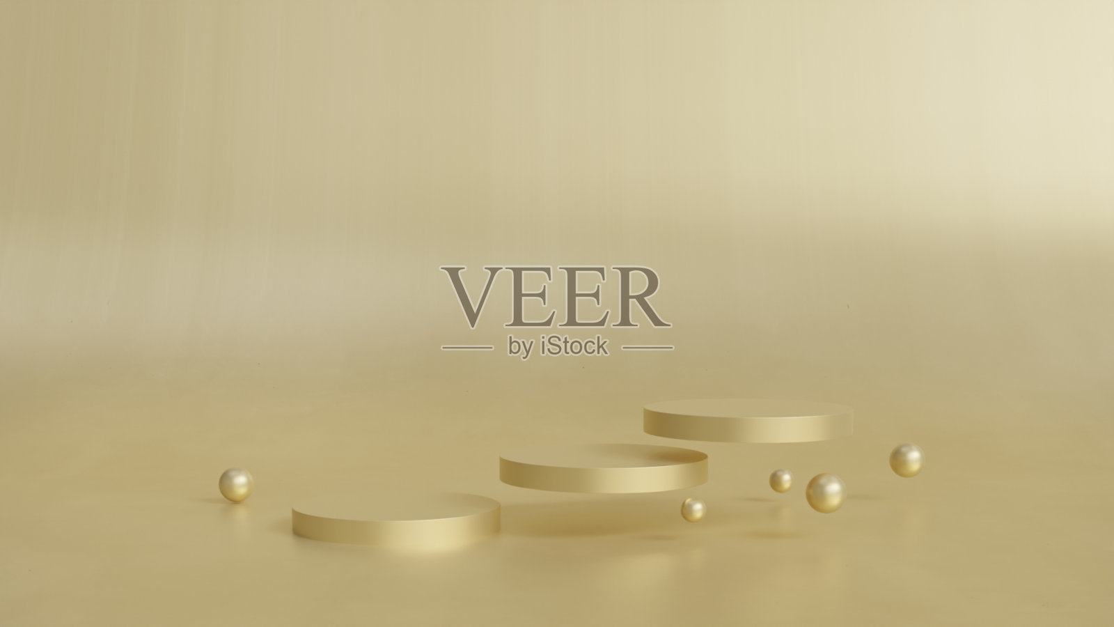浅金色圆形平台，产品展示，3D渲染照片摄影图片