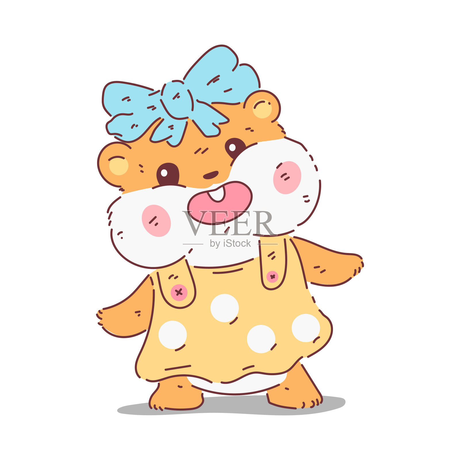 可爱的女孩仓鼠在服装矢量卡通人物孤立的白色背景。设计元素图片