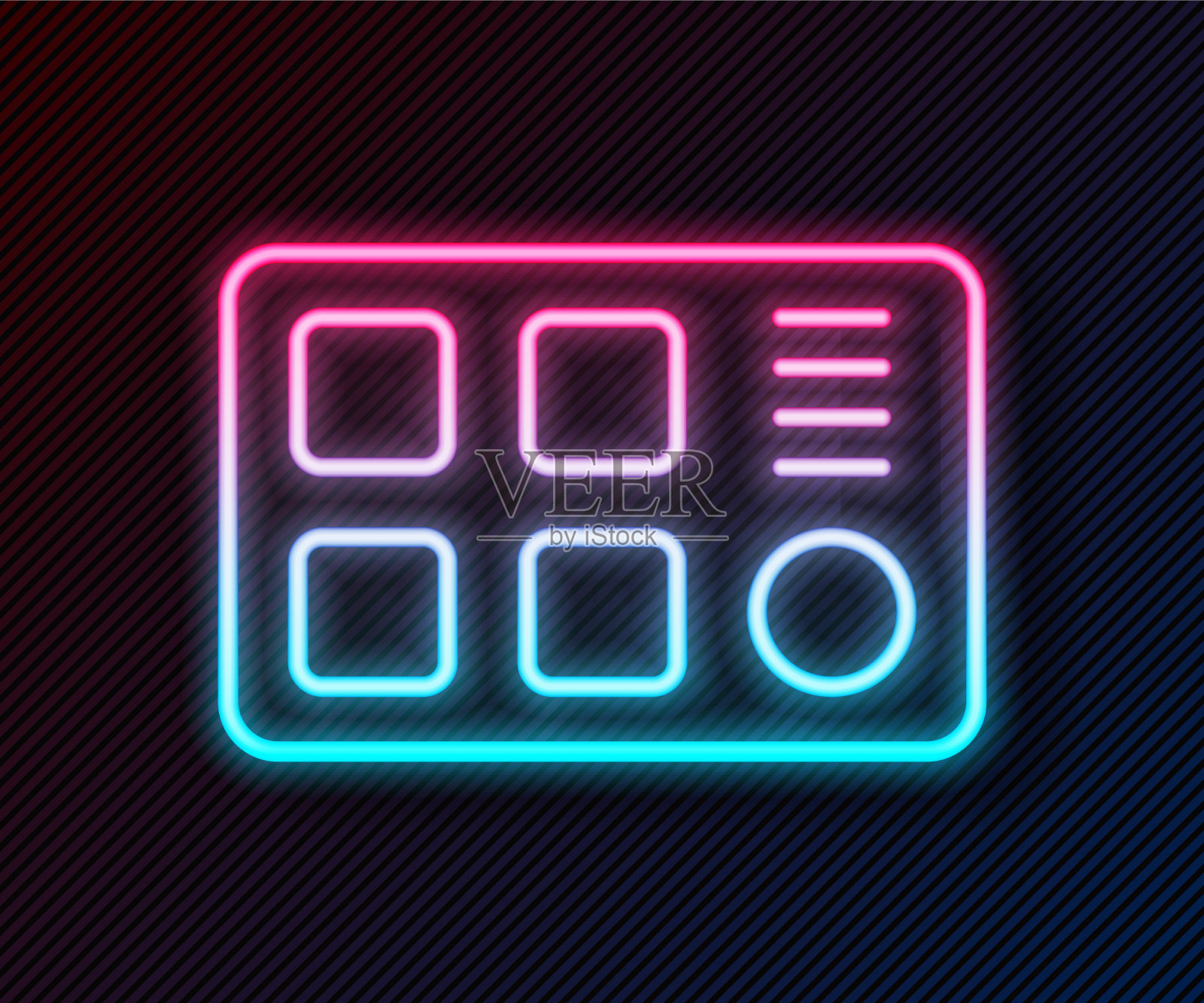 发光的霓虹灯线鼓机图标隔离上图标素材