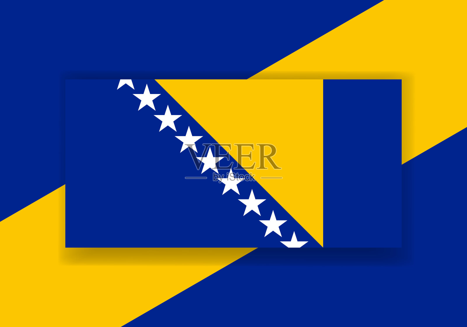 矢量波斯尼亚和黑塞哥维那国旗。国旗设计。平面矢量标志。插画图片素材