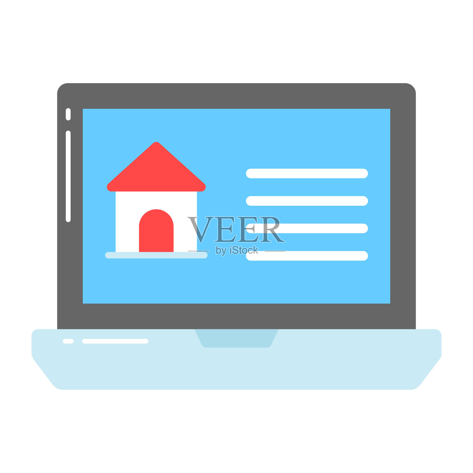 在线房地产矢量设计的潮流风格，可编辑的矢量插画图片素材