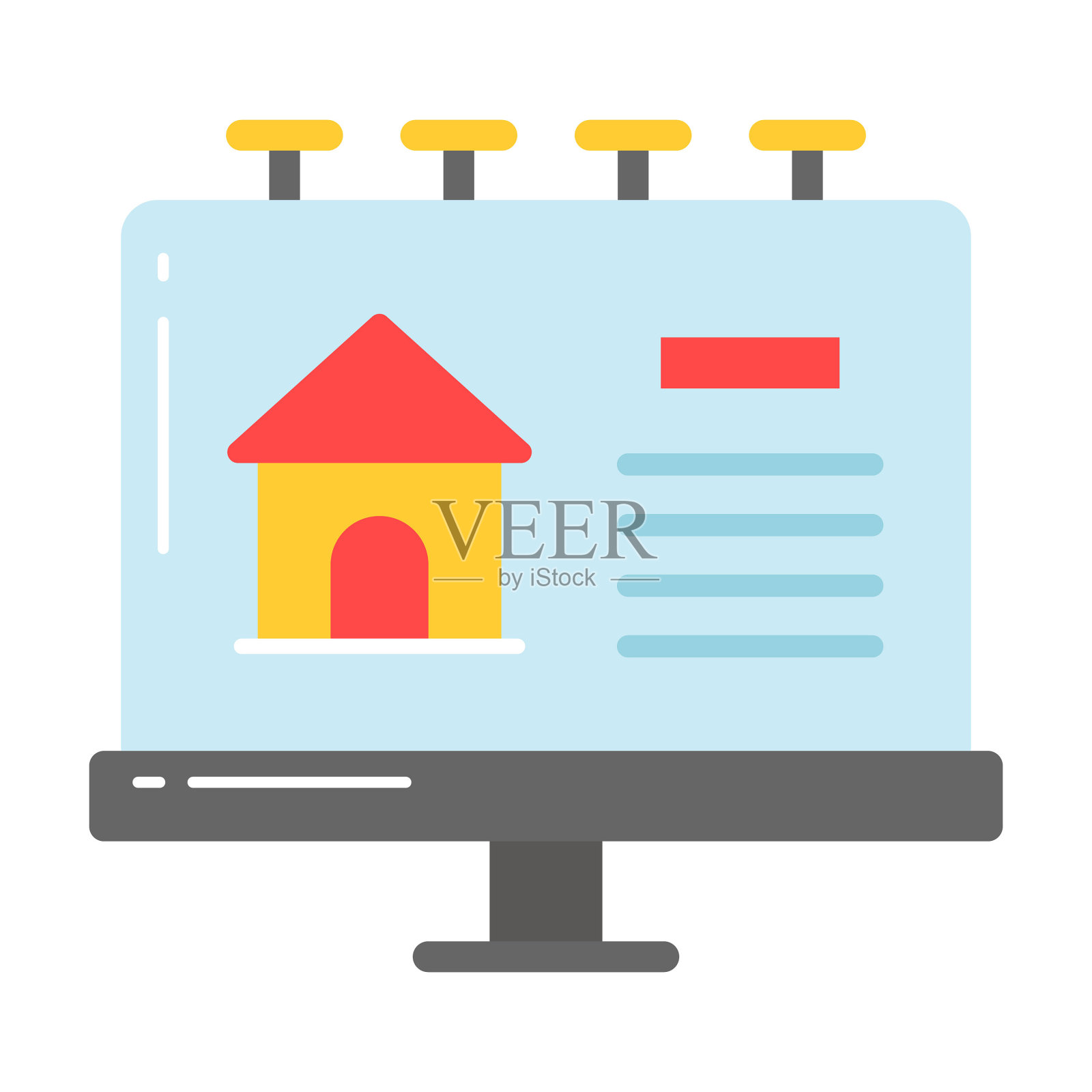 房地产广告牌，路边促销囤积插画图片素材