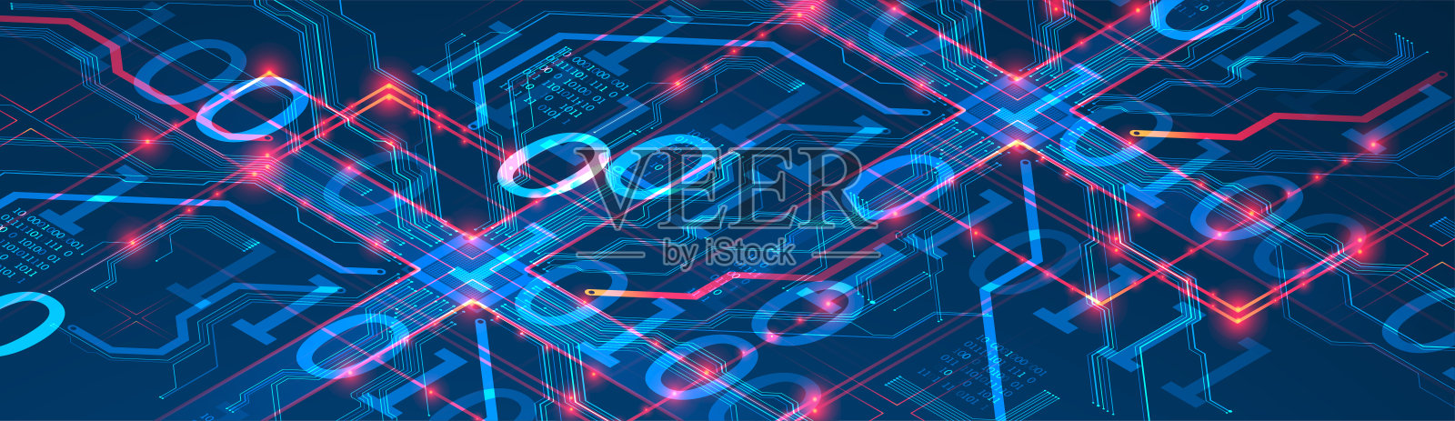 CPU的概念。电路板。技术背景。插画图片素材