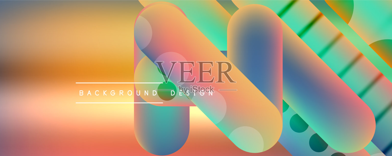 带有流体梯度的圆形形状和线条插画图片素材