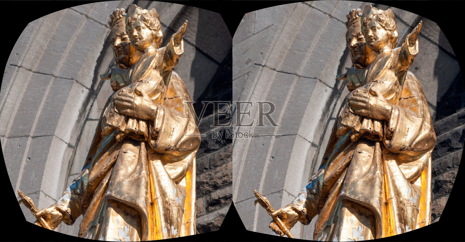麦当娜和儿童金雕Bonsecours教堂在旧蒙特利尔立体VR照片摄影图片
