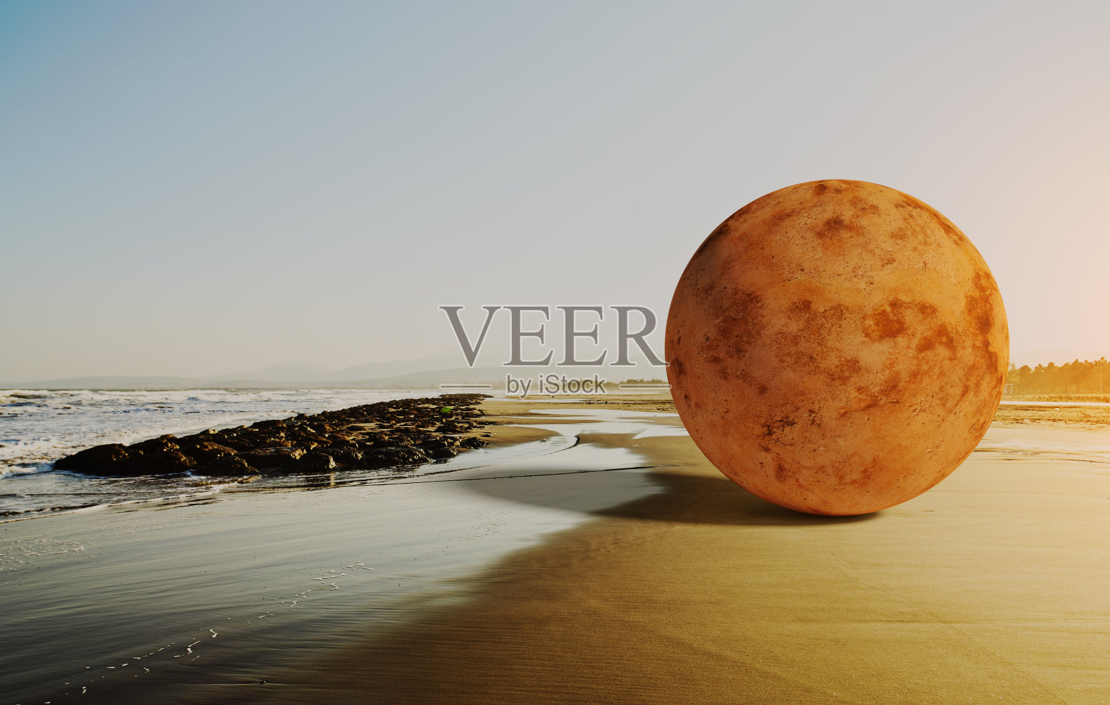 CGI，抽象的行星降落到地球照片摄影图片