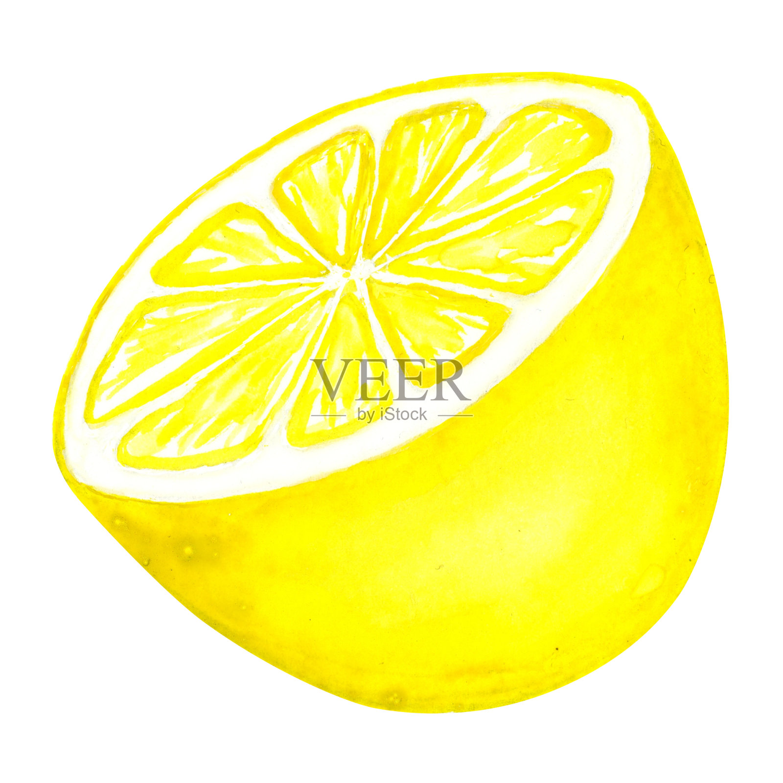 柠檬果，切片，孤立在白色背景上。插画图片素材