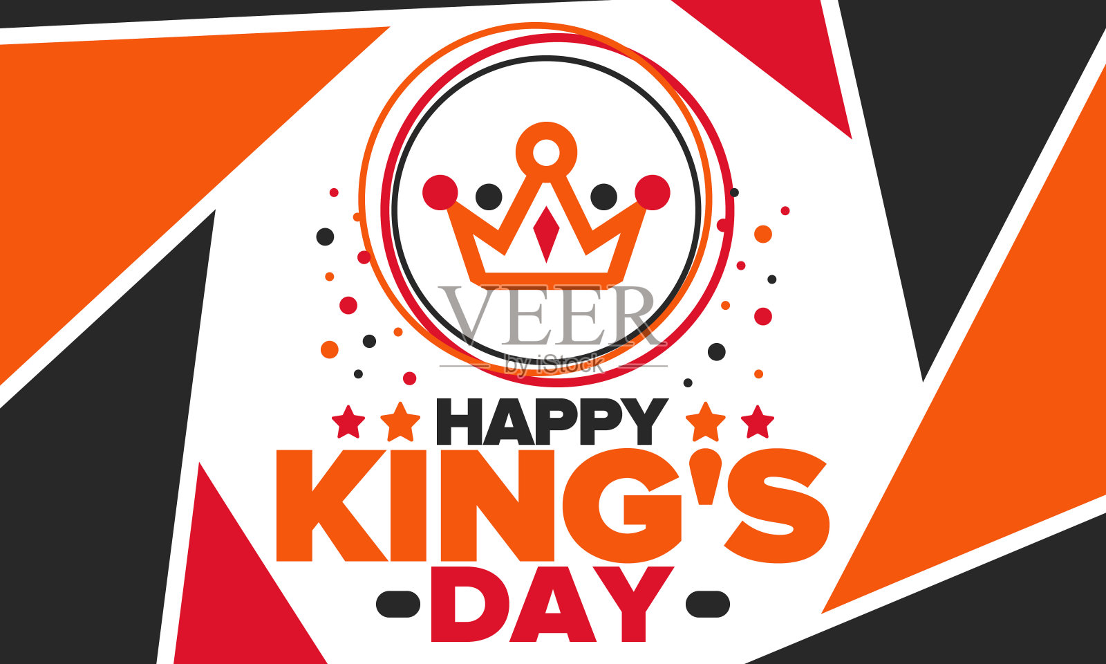 荷兰的国王节。荷兰语Koningsdag。国家的文化遗产和庆祝国王陛下的生日。荷兰皇室。荷兰国旗。橙色还是橙色的疯狂。向量插画图片素材