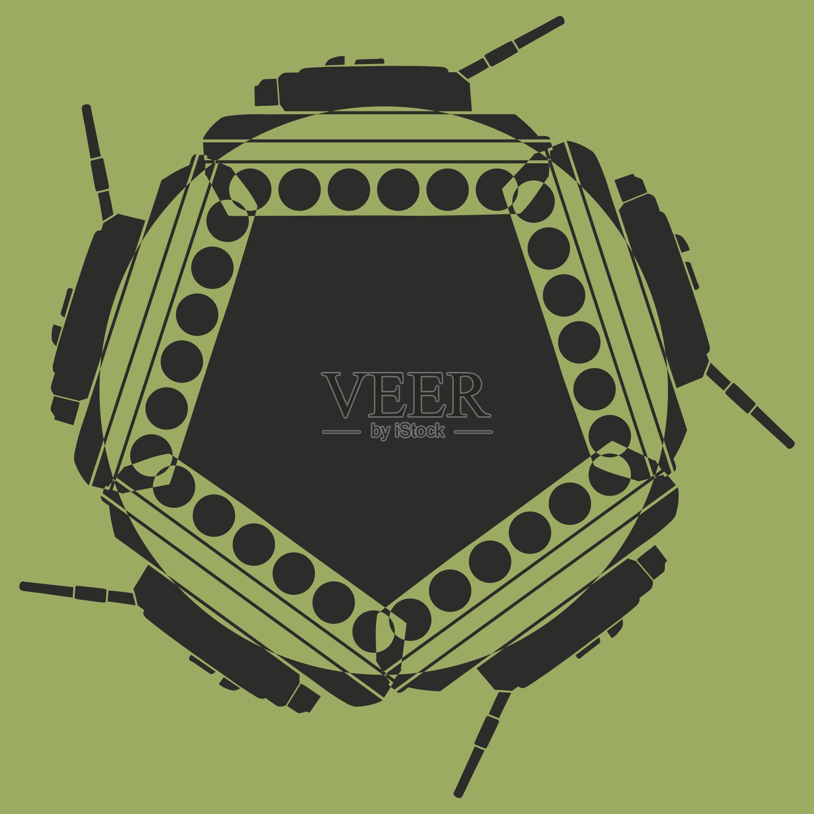 坦克徽章。抽象的象征。绿色标志。插画图片素材
