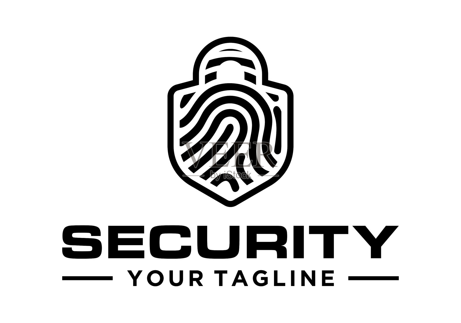 指纹和锁的标志在里面。个人资料保护及保安的概念。插画图片素材