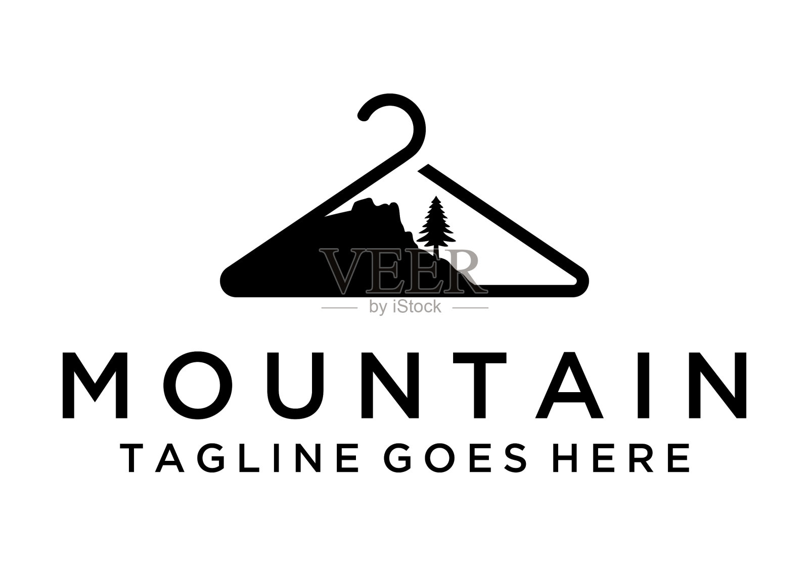 山和衣架时尚标志标志设计插画图片素材