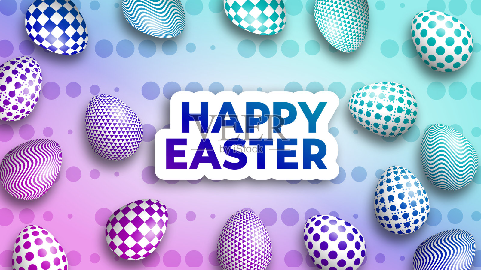 用装饰精美的复活节彩蛋向复活节致以快乐的问候设计模板素材