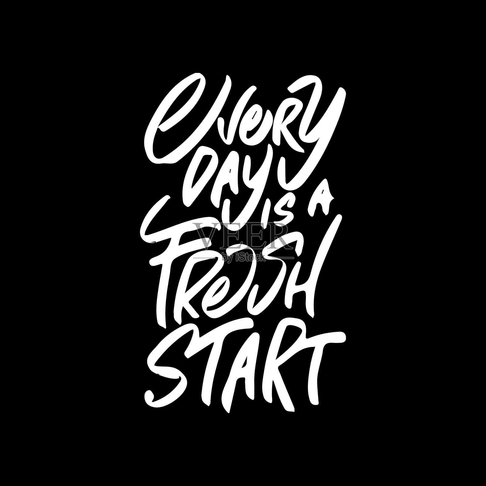 每天都是新的开始励志语录T恤海报设计插画图片素材