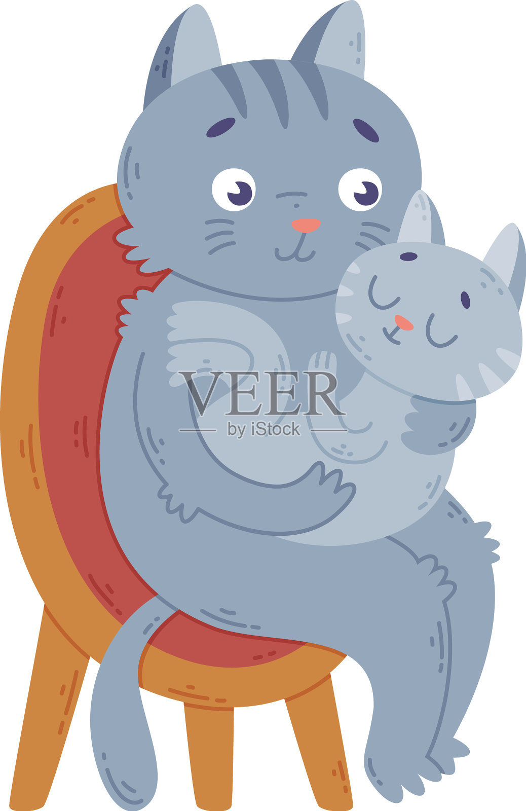 家里的猫父母抱着它可爱的宝宝设计元素图片