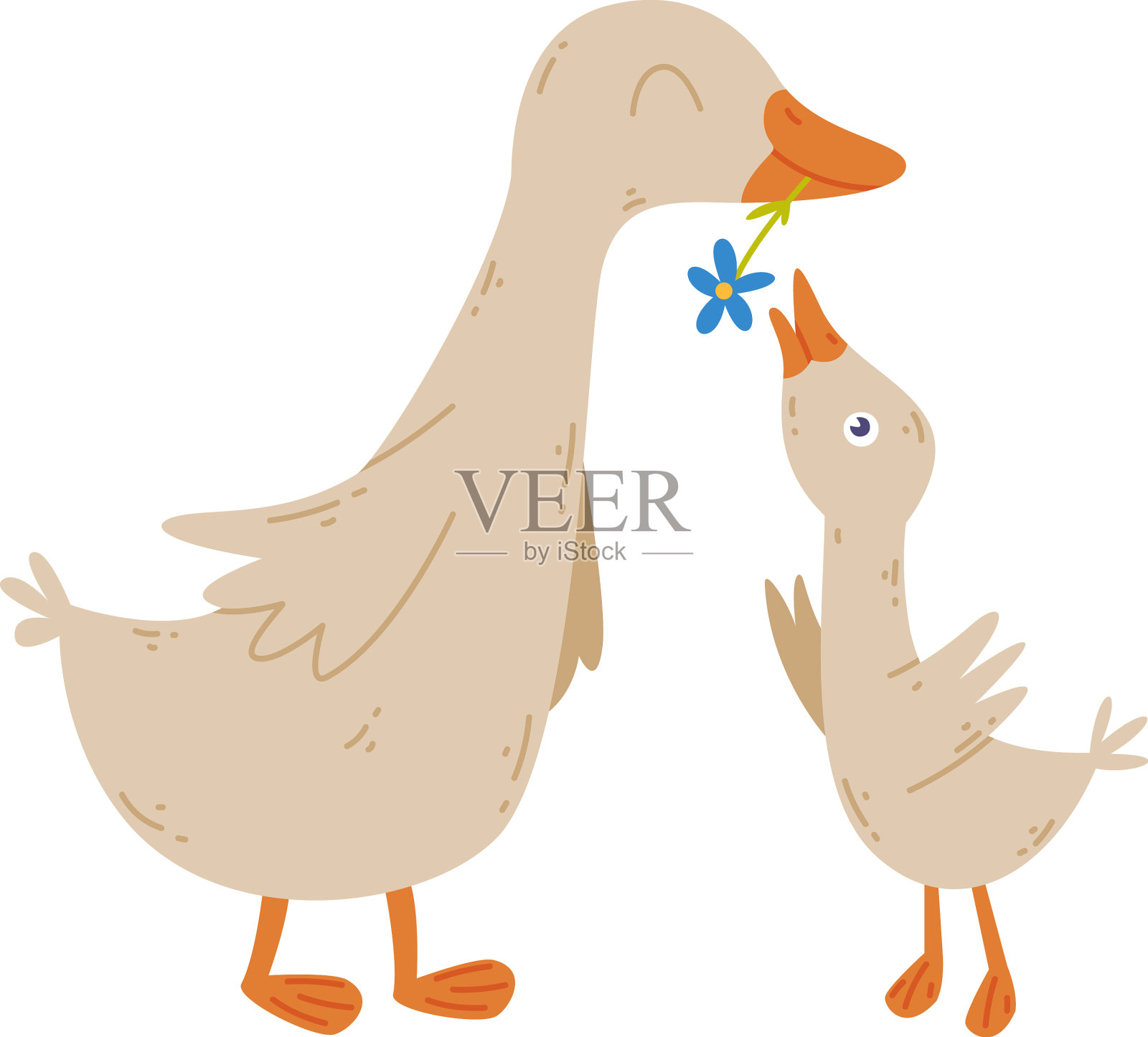 鹅家鹅妈妈带着它的宝宝开心设计元素图片