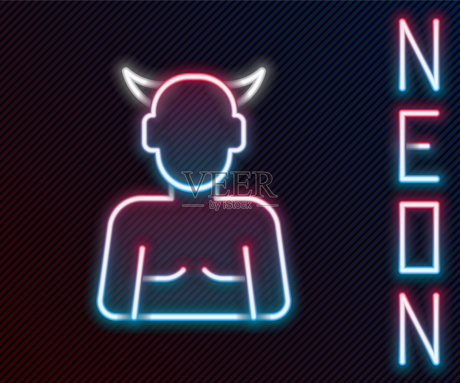 发光的霓虹灯线坎普斯赫克图标隔离上插画图片素材