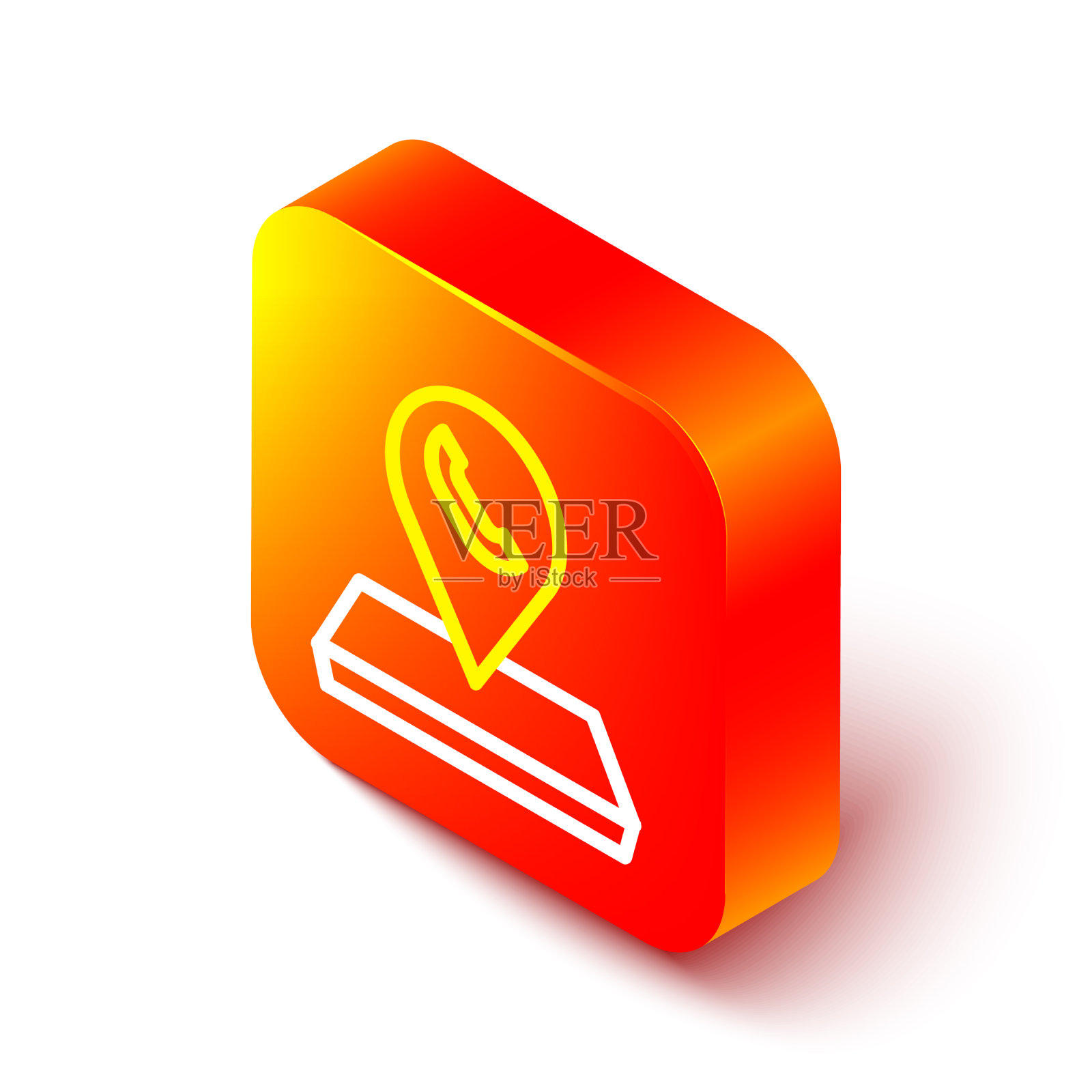 等距线地图指针与电话或图标素材